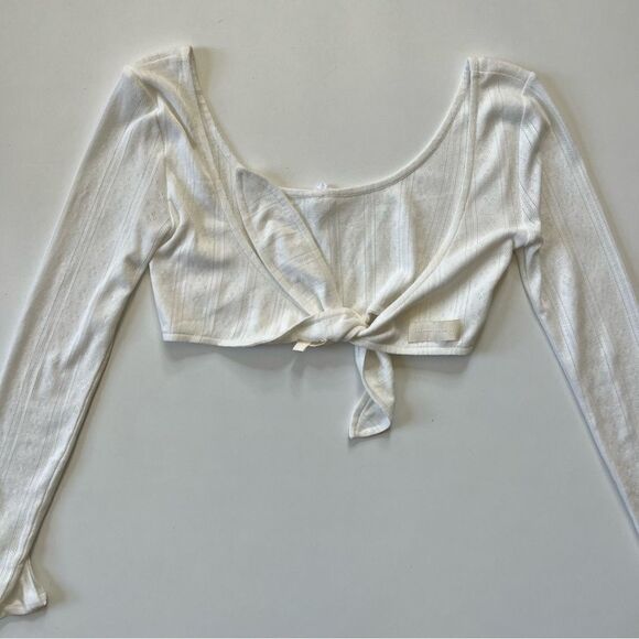 MY MUM MADE IT Pointelle Tie Long Sleeve Crop M-L - Picture 8 of 8